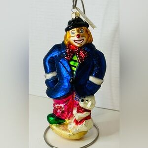 1998 Christopher Radko Doodle And Noodles Clown Ornament  8" Tall Made In Poland